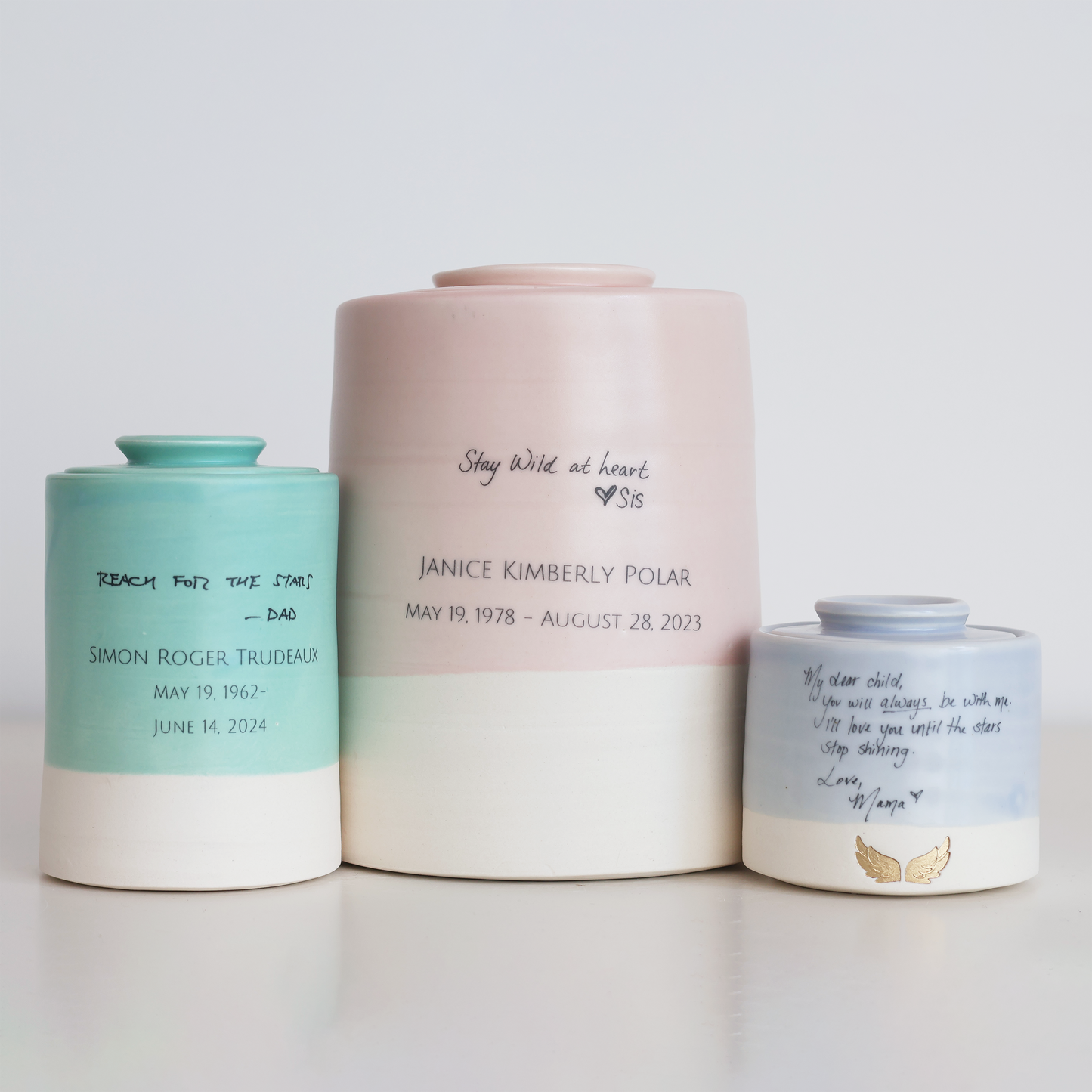 Small Size Urn . Adult Cremation Urn with Handwritten Note
