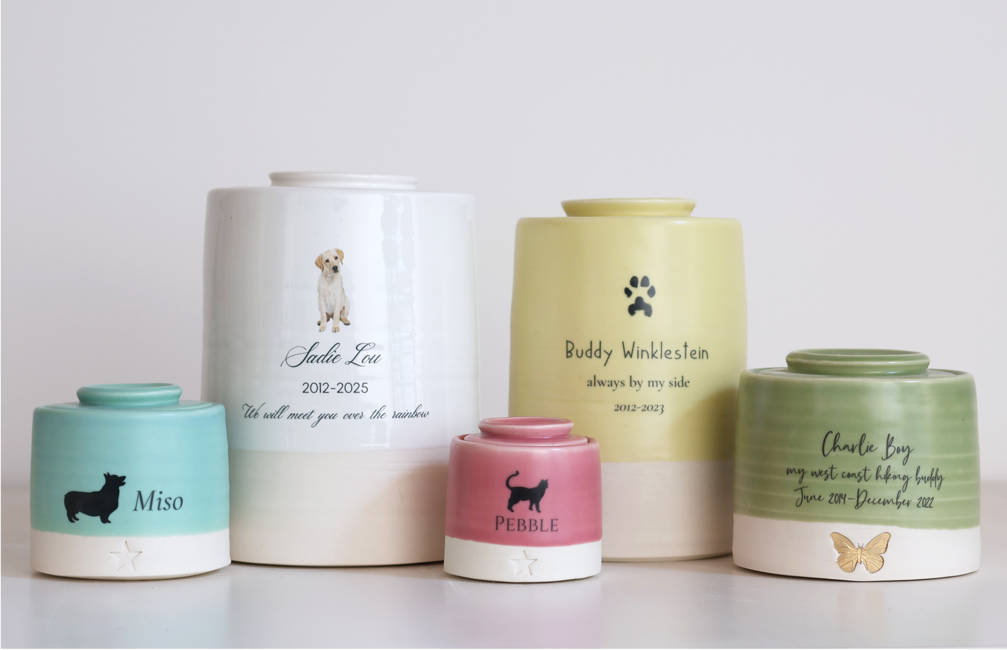 Medium Tall Size Urn. Pet Cremation Urn with Custom Photo