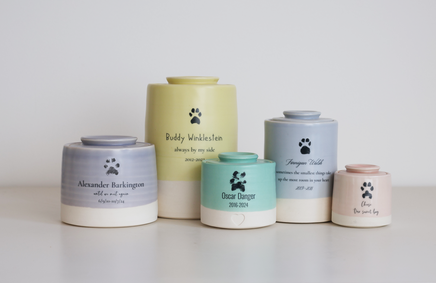 XS Size Urn. Pet Cremation Urn with Custom Paw Image