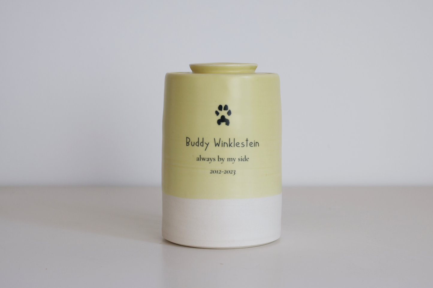 Extra Large Wide Size Urn, Pet Cremation Urn with Custom Paw Image