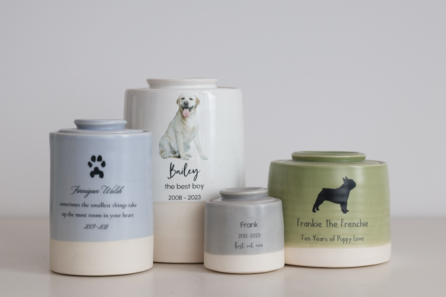Large Tall Size Urn. Pet Cremation Urn with Custom Paw Image