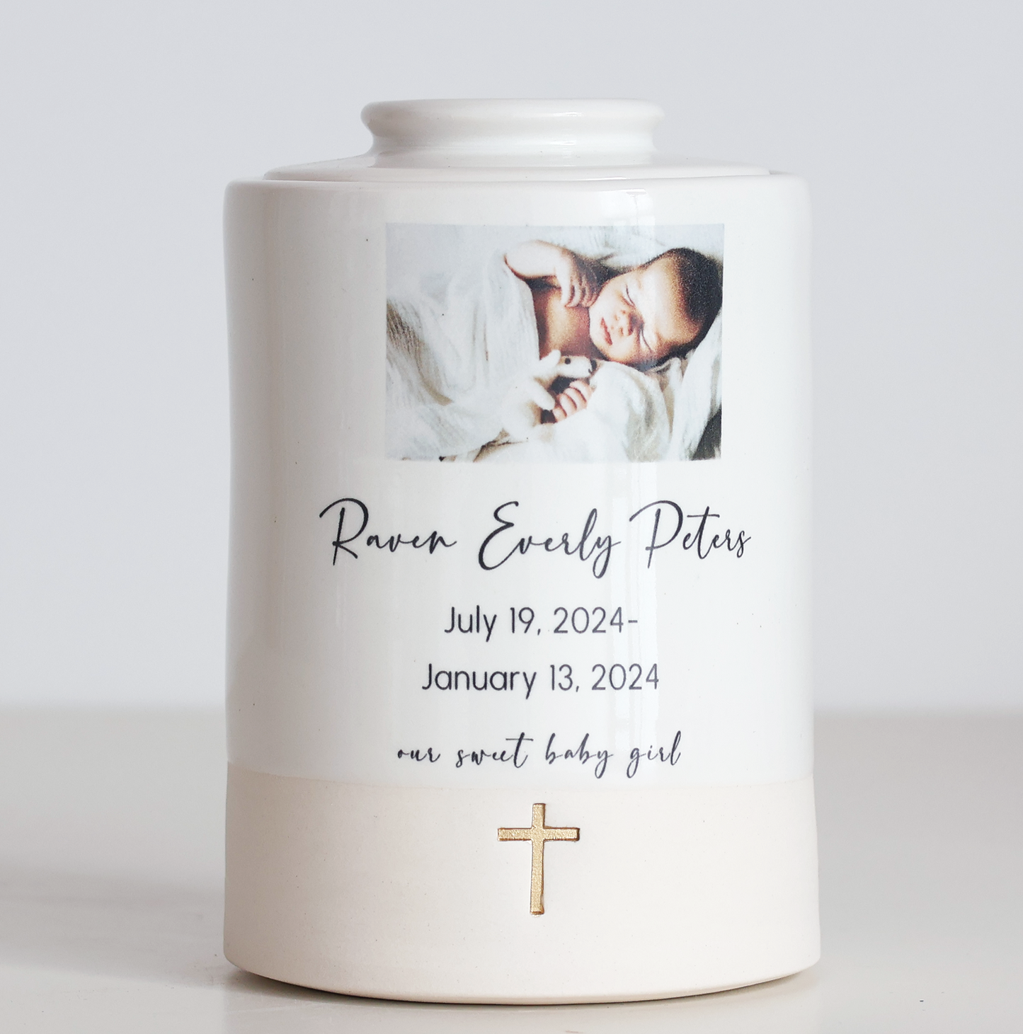 Medium Tall Size Urn. Infant / Child Custom Photo Cremation Urn