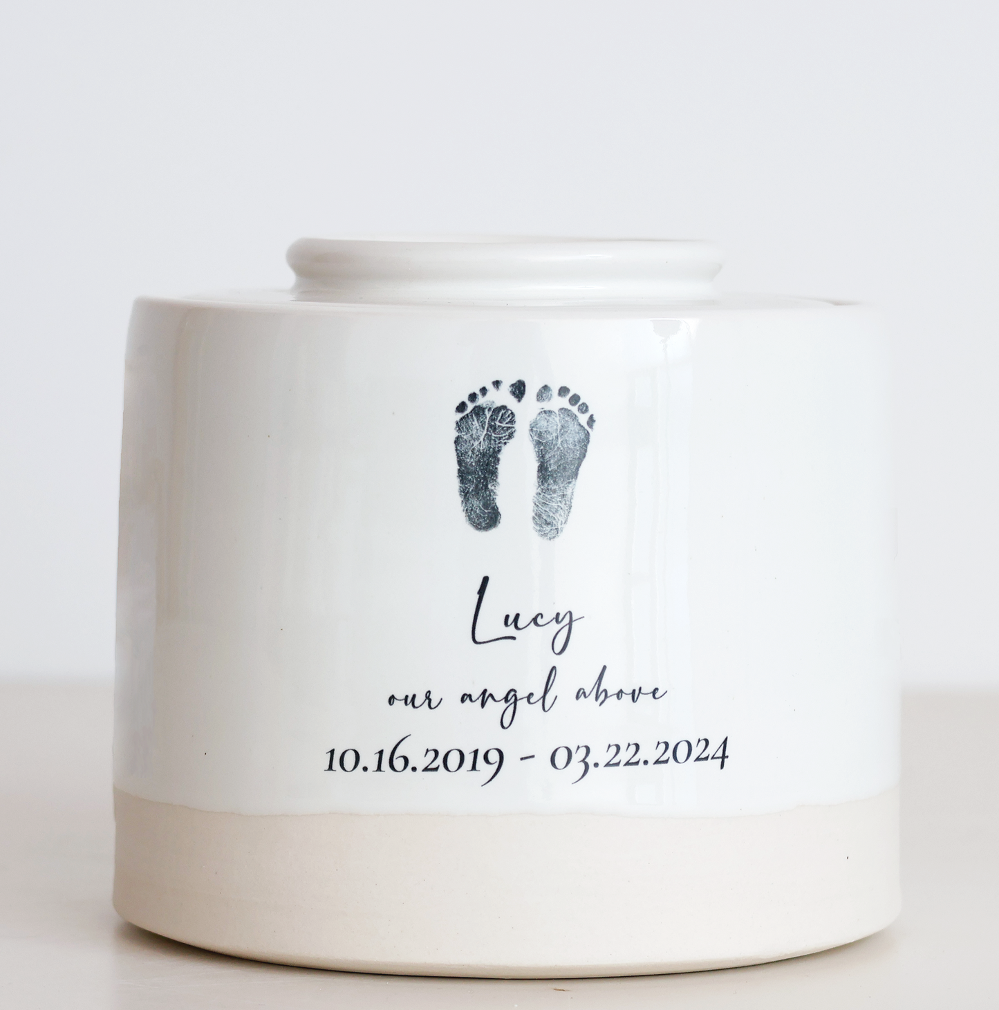 Large Low Size Urn. Custom Footprint Infant Cremation Urn