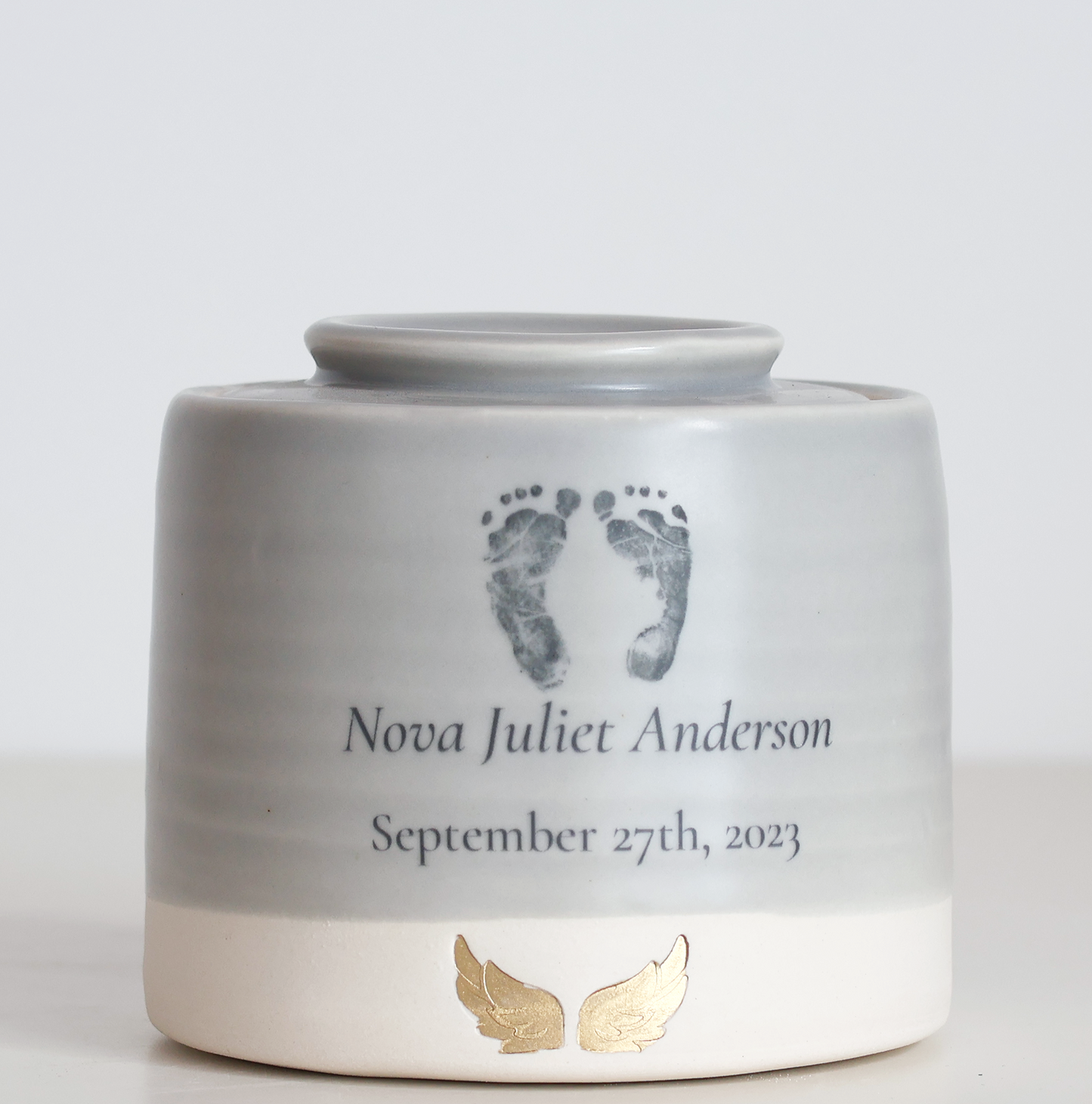 Medium Low Size Urn. Custom Footprint Infant / Child Cremation Urn