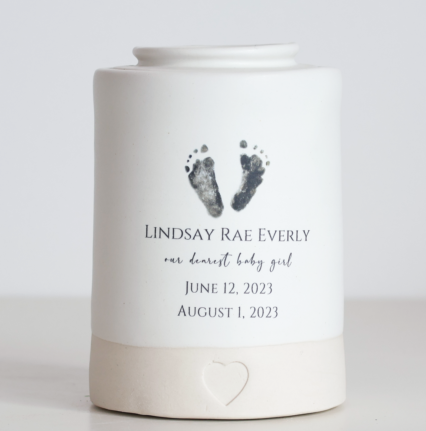 Medium Tall Size Urn. Custom Footprint Infant Cremation Urn