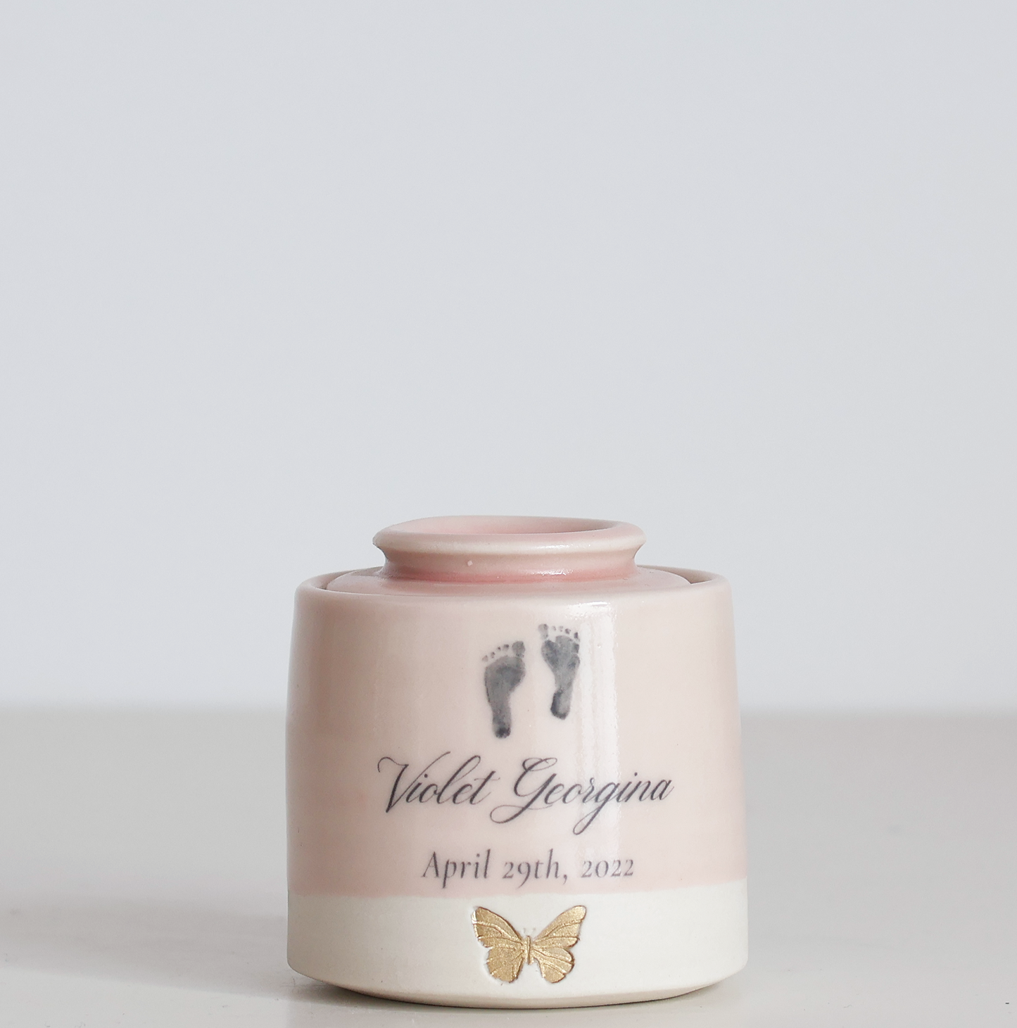 XS Size Urn. Custom Footprint Low Infant Cremation Urn