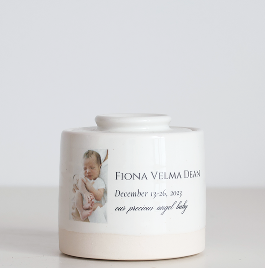 Small Size Urn. Infant Urn / Child Cremation Urn with Custom Photo