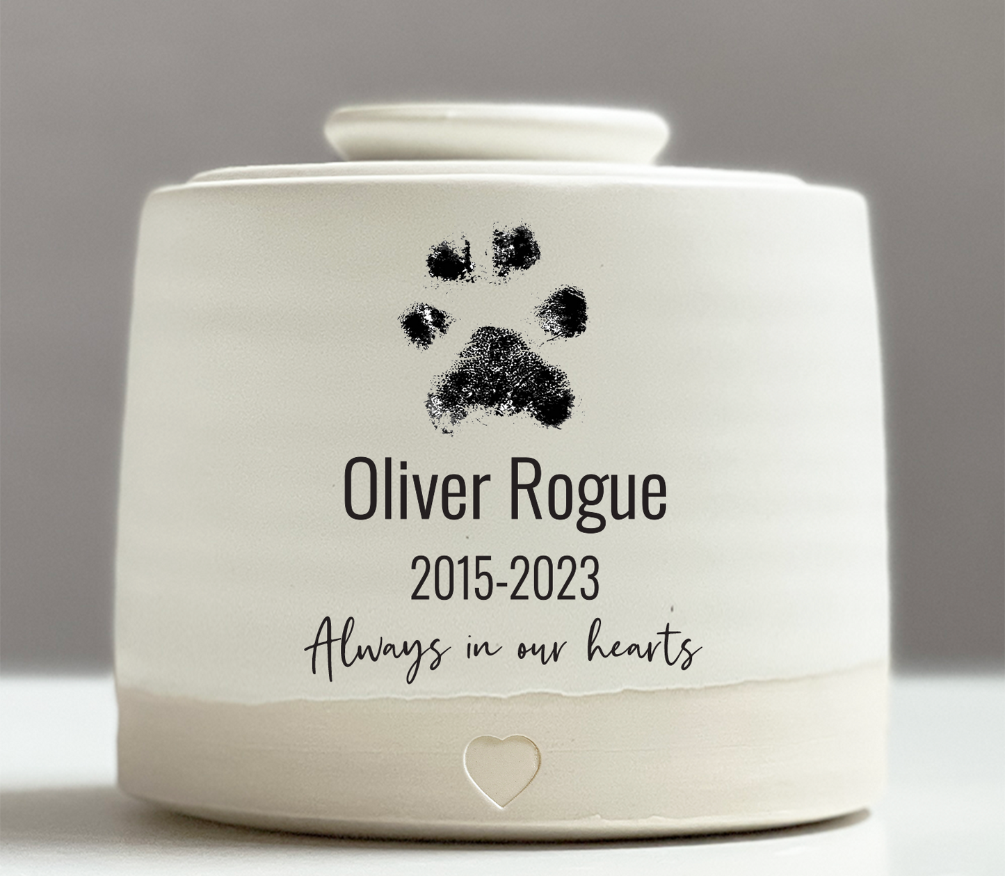 Medium Low Size Urn. Pet Cremation Urn with Custom Paw Image