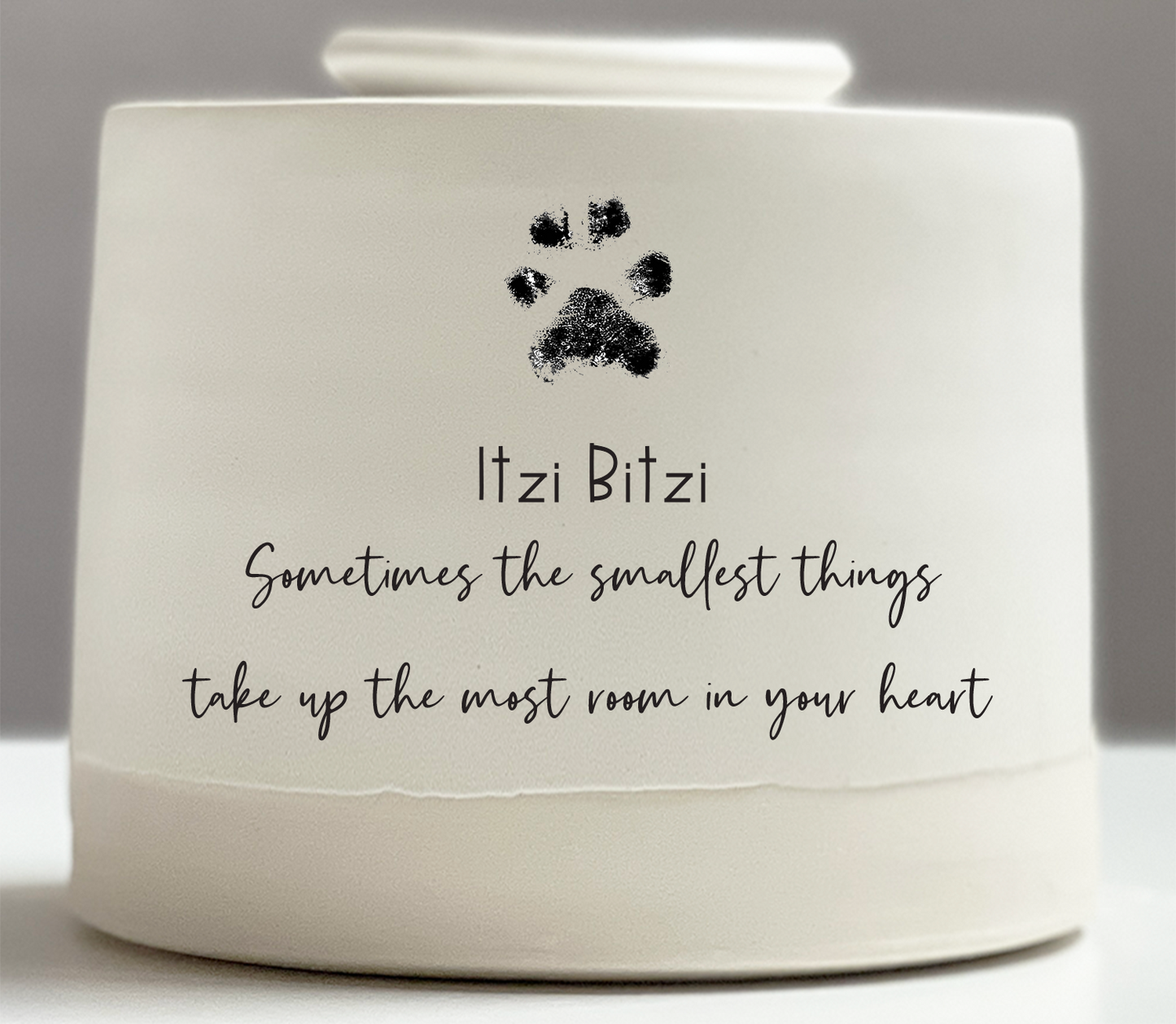 Large Low Size Urn. Pet Cremation Urn with Custom Paw Image