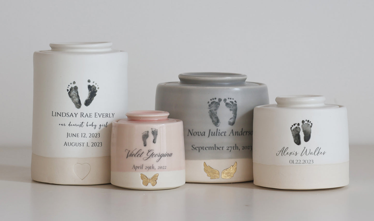 Medium Low Size Urn. Custom Footprint Infant / Child Cremation Urn