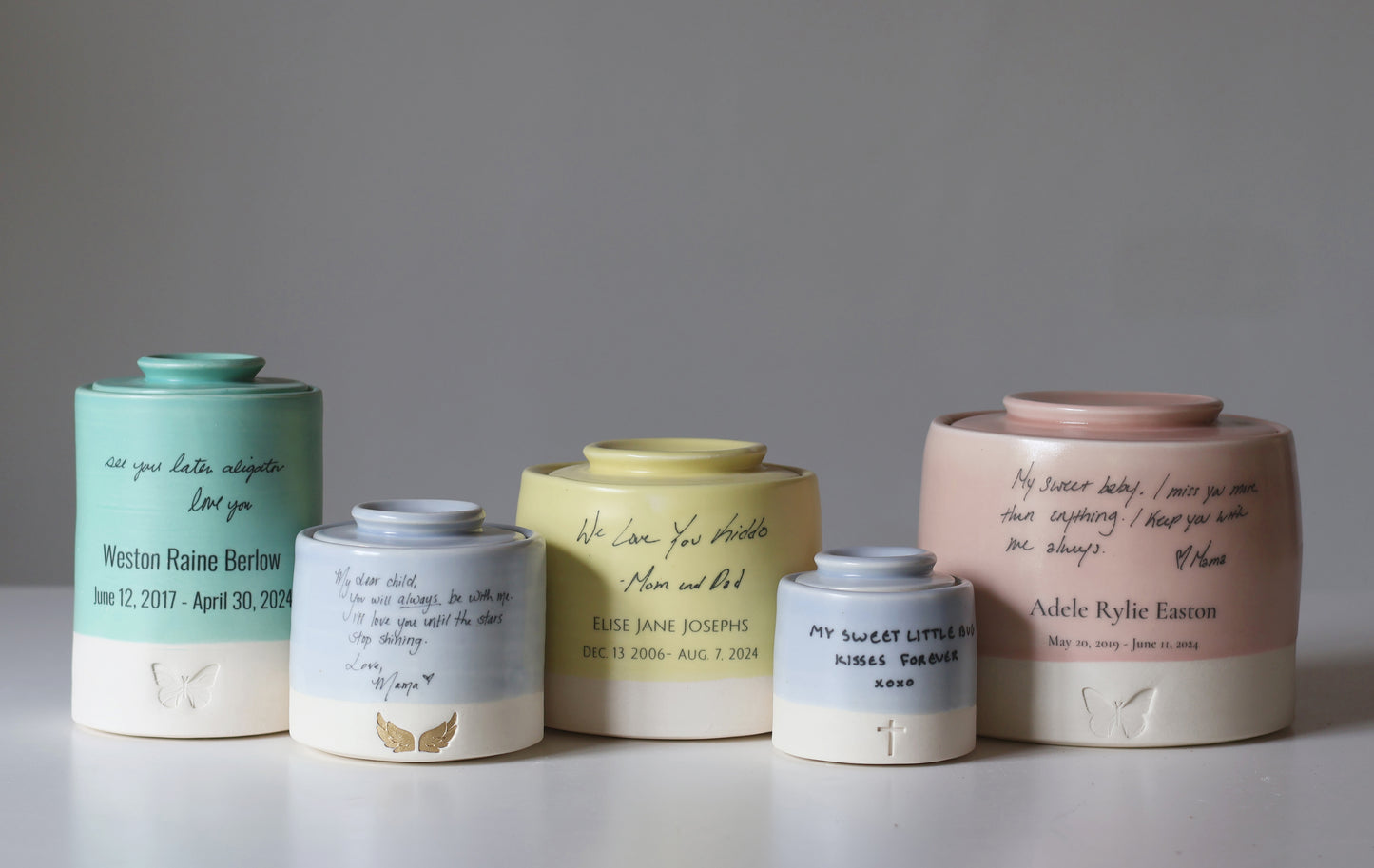XS Size Urn. infant Cremation Urn with Handwritten Note