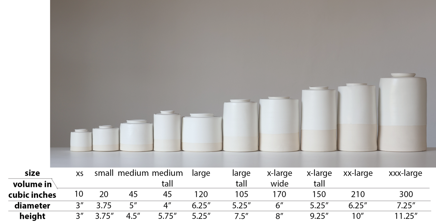 Medium Tall Size Urn. Custom Footprint Infant Cremation Urn