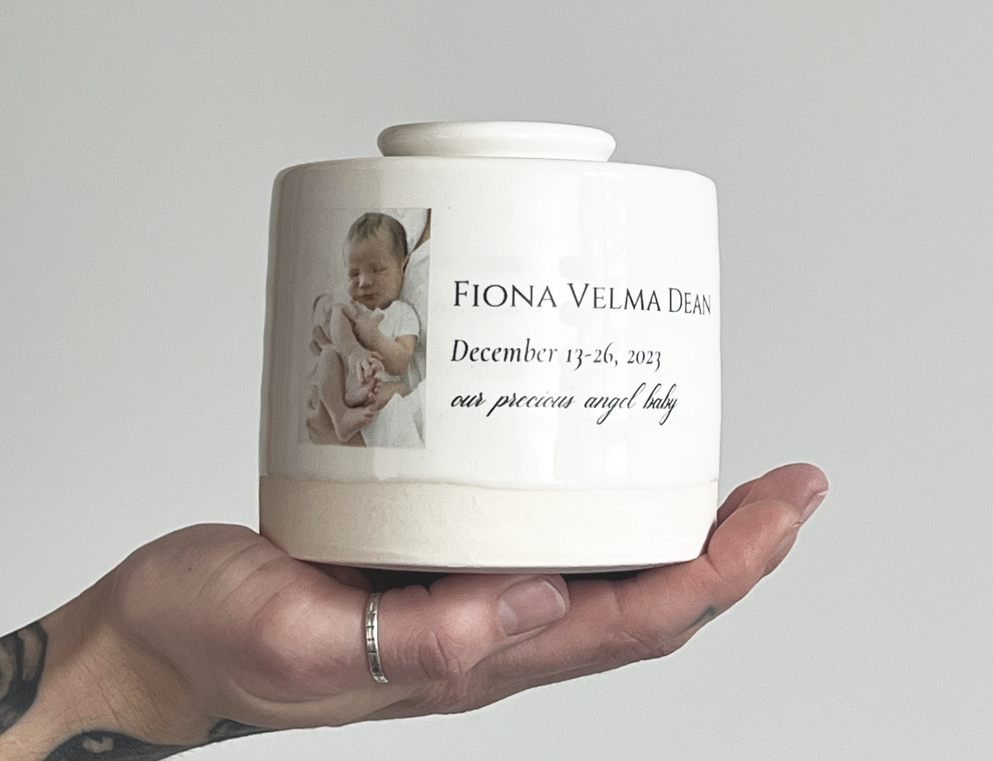 Small Size Urn. Infant Urn / Child Cremation Urn with Custom Photo