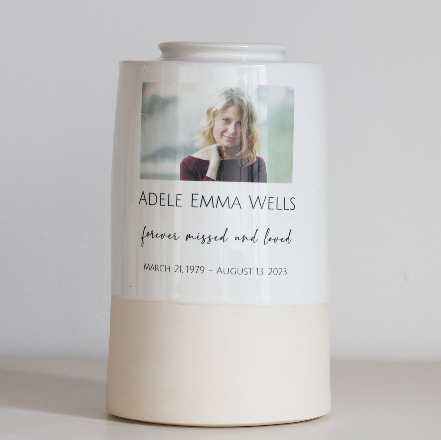 Extra Large Tall Size Urn. Adult Cremation Urn with Custom Photo