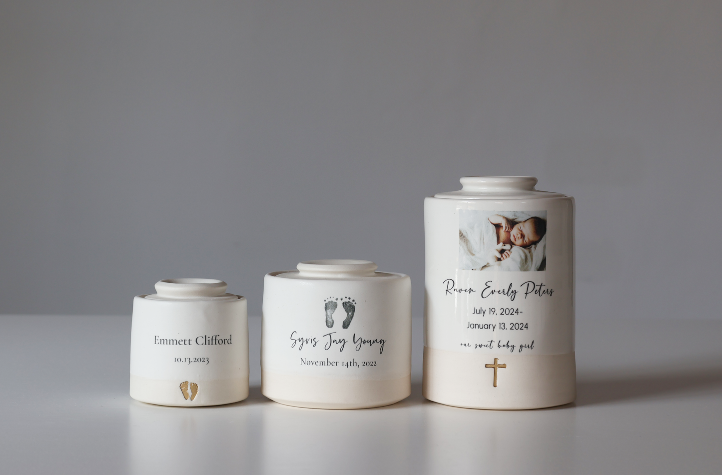 XS Size Urn. Custom Footprint Low Infant Cremation Urn