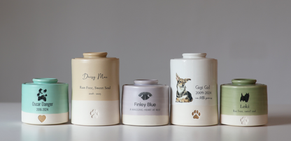 Large Tall Size Urn. Pet Cremation Urn with Custom Paw Image