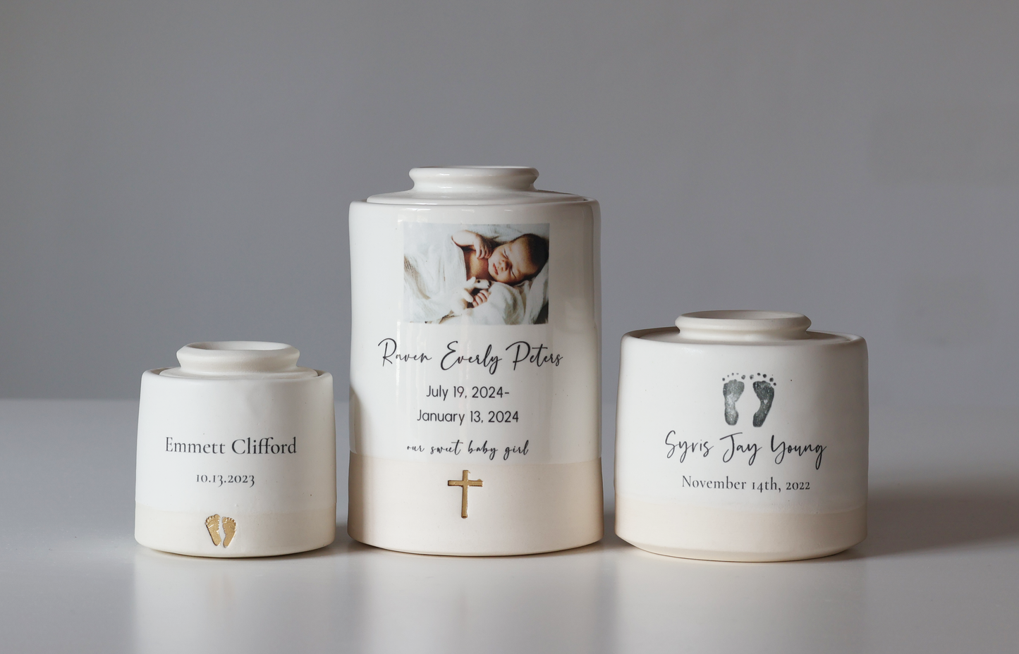 Medium Tall Size Urn. Custom Footprint Infant Cremation Urn