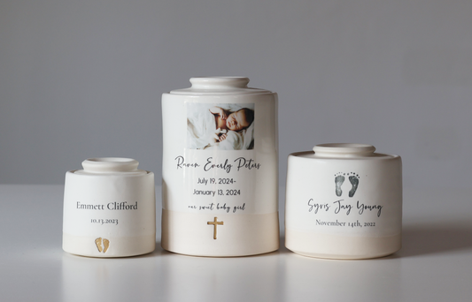 Medium Tall Size Urn. Infant / Child Custom Photo Cremation Urn