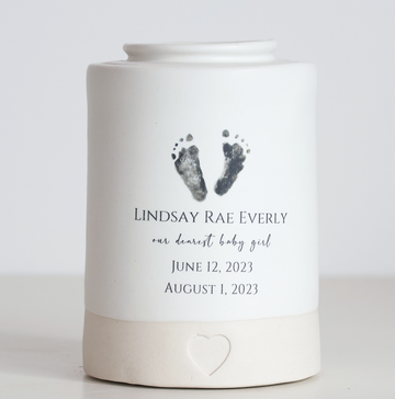 Medium Tall Size Urn. Custom Footprint Infant Cremation Urn