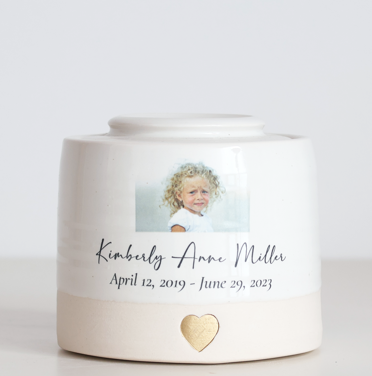 Medium Low Size Urn. Child Cremation Urn with Custom Photo