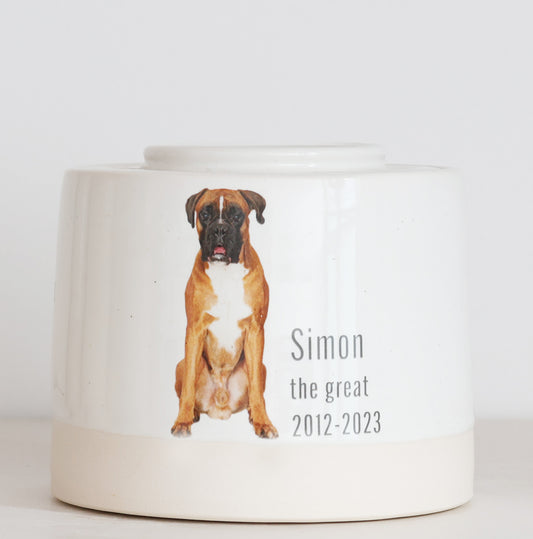 Large Low Size Urn. Custom Photo Pet Cremation Urn