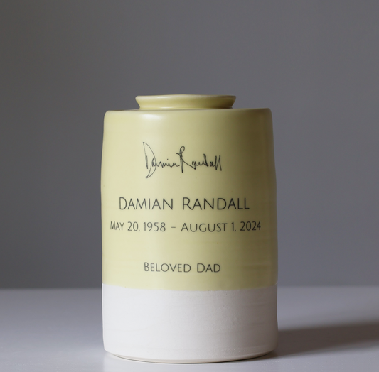 Large Tall Size Urn. Adult Cremation Urn with Personalized Handwritten Note