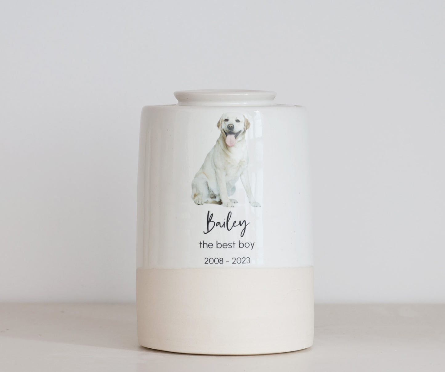 Large Tall Size Urn. Pet Cremation Urn with Custom Photo