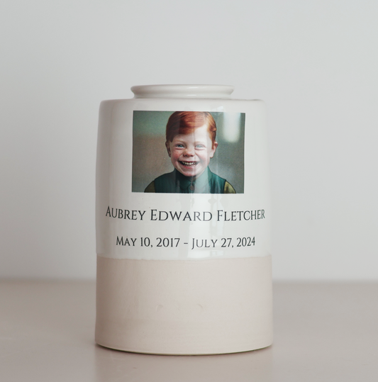 Large Tall Size Urn. Child Cremation Urn with Custom photo