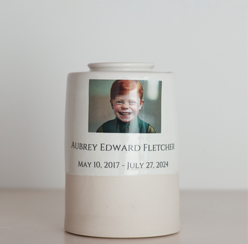Large Tall Size Urn. Child Cremation Urn with Custom photo