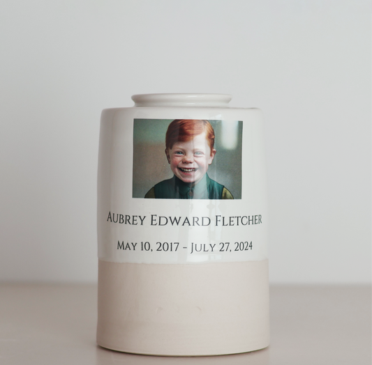 Large Tall Size Urn. Child Cremation Urn with Custom photo