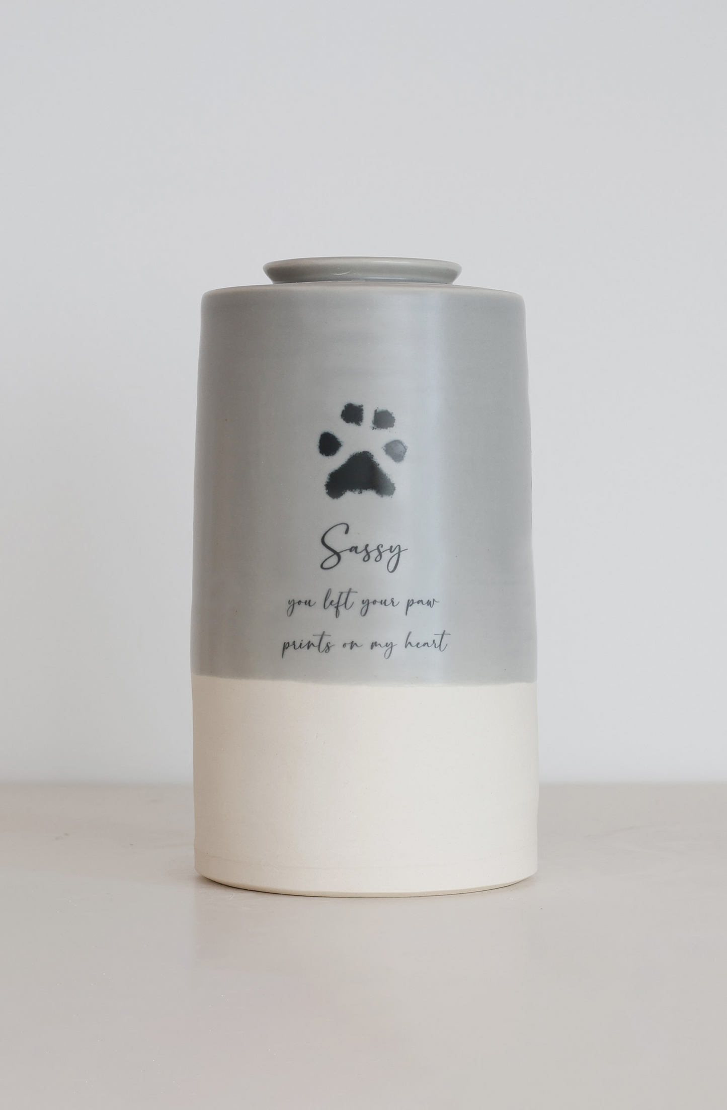 Extra Large Tall Size Urn. Pet Cremation Urn with Custom Paw Image