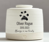 Medium Low Size Urn. Pet Cremation Urn with Custom Paw Image