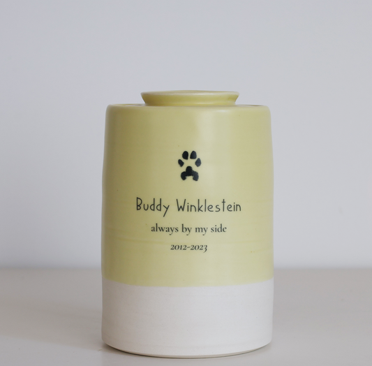 Large Tall Size Urn. Pet Cremation Urn with Custom Paw Image