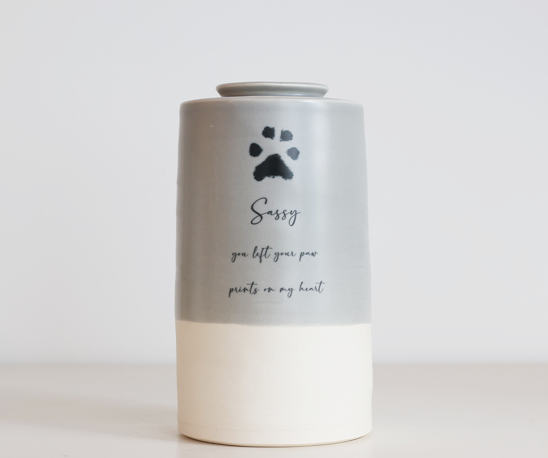 Extra Large Tall Size Urn. Pet Cremation Urn with Custom Paw Image