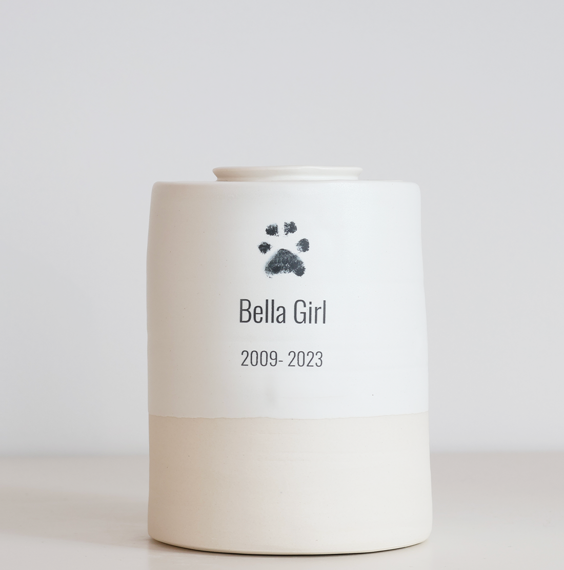 Extra Large Wide Size Urn, Pet Cremation Urn with Custom Paw Image