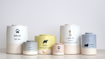 Large Low Pet Urn with Pet Silhouette