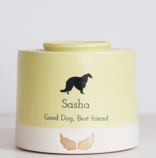 Large Low Pet Urn with Pet Silhouette