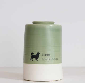 Large Tall Pet Urn with Pet Silhouette