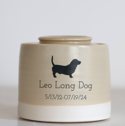 Medium Low Pet Urn with Pet Silhouette