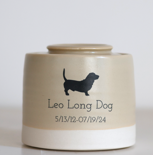 Medium Low Pet Urn with Pet Silhouette