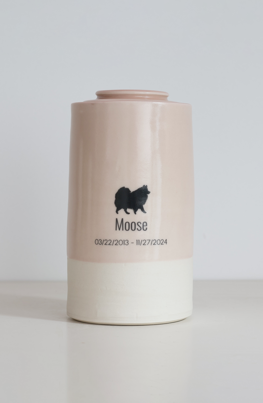 Extra Large Tall Pet Urn with Pet Silhouette