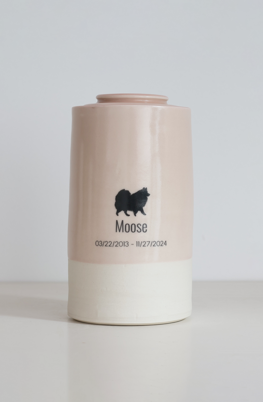 Extra Large Tall Pet Urn with Pet Silhouette