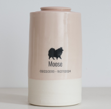 Extra Large Tall Pet Urn with Pet Silhouette