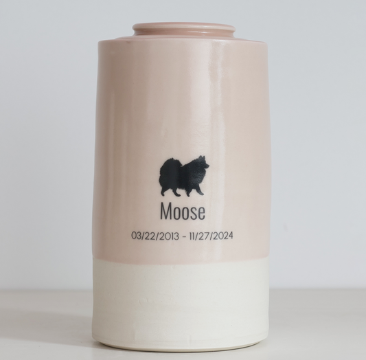 Extra Large Tall Pet Urn with Pet Silhouette
