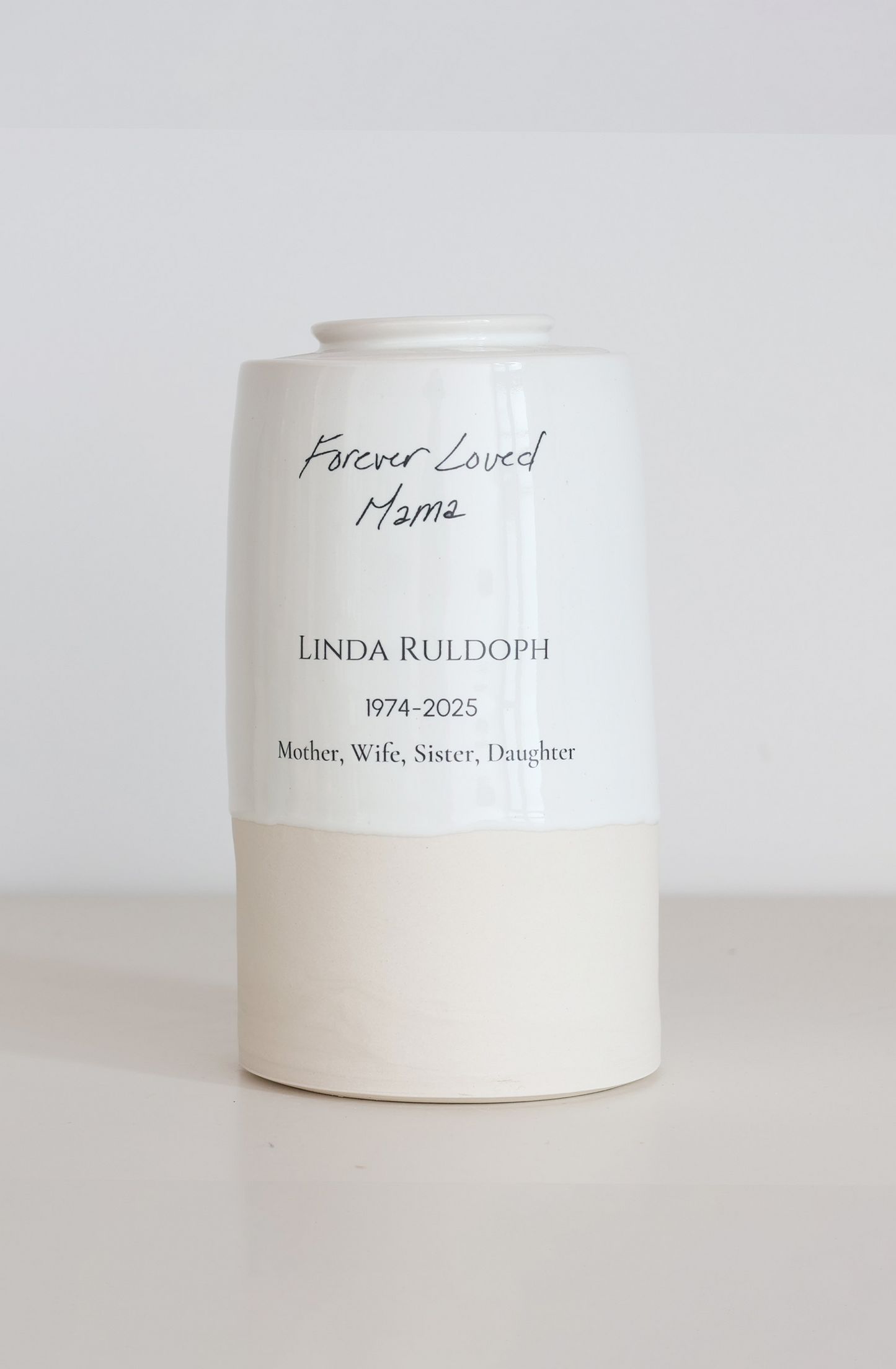 Extra Large Tall Size Urn, Adult Cremation Urn with Handwritten Note