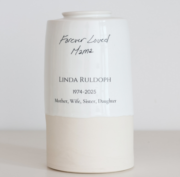Extra Large Tall Size Urn, Adult Cremation Urn with Handwritten Note