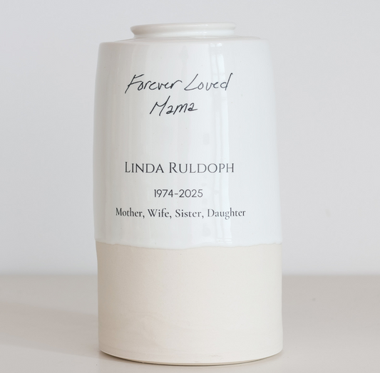 Extra Large Tall Size Urn, Adult Cremation Urn with Handwritten Note