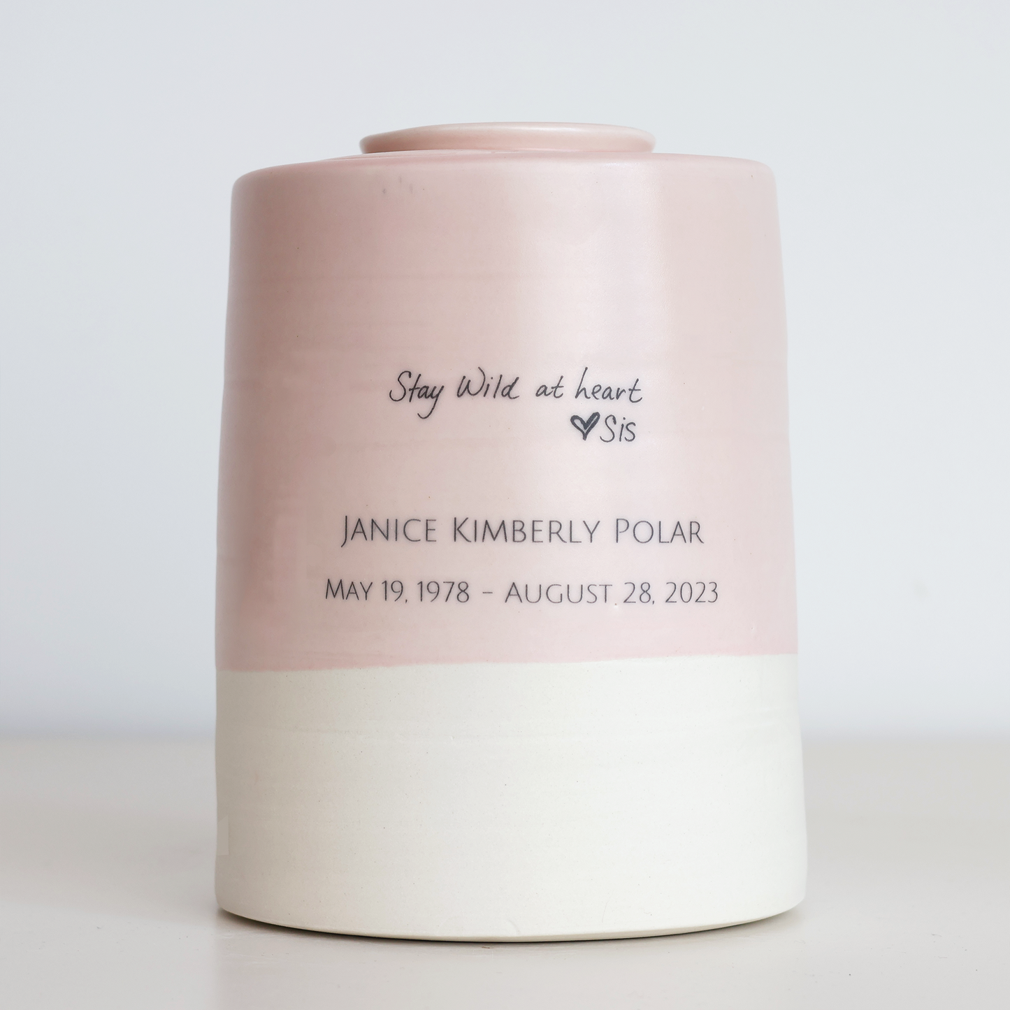 Extra Large Wide Size Urn. Adult Cremation Urn with Handwritten Note