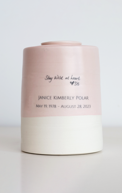 Extra Large Wide Size Urn. Adult Cremation Urn with Personalized Handwritten Note