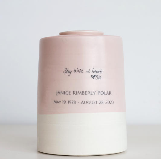Extra Large Wide Size Urn. Adult Cremation Urn with Personalized Handwritten Note